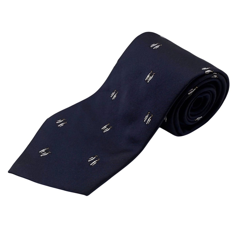 Banana Republic Mens Silk Tie Navy Blue Embroidered Penguin Pattern Necktie-2473